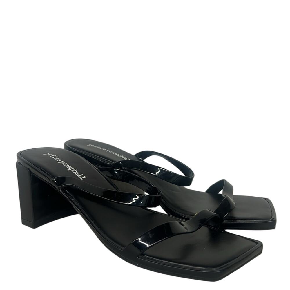 Jeffrey Campbell sz7 black strappy open toe heels block heel jelly jamm 3 shoe